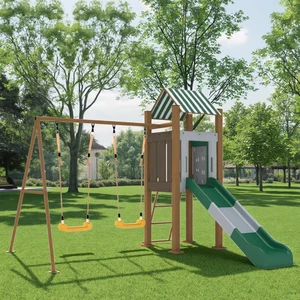 Durable Outdoor Playground Equipment for Kids Home Daycare Mall Use Safe Mental Slide and Swing Set with Toddler Play Climber