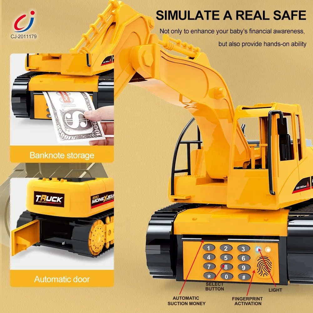 Новинка 1:16 Электрический экскаватор грузовик для экономии денег музыкальный Банкомат копилка игрушка