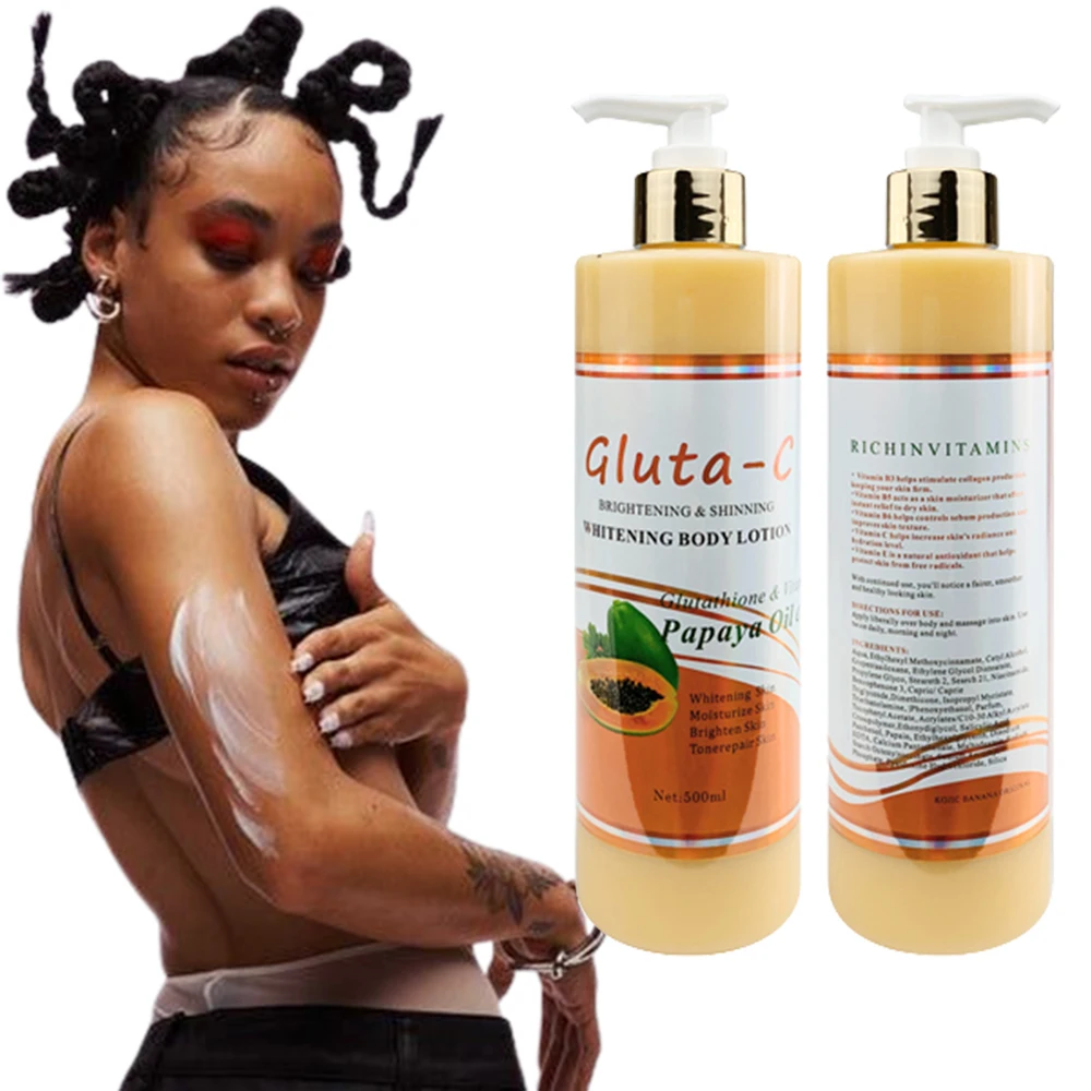 natichaa body & face glutathione & papaya natural whitening Gluta-c Brightening Oil Extract Lotion Stimulate Collagen Production Hydration White Label Products Alcohol-free glow lotion