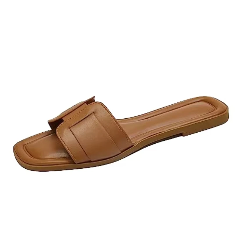 Gracosy Women's Flat Bohemian Sandals - Open-Toe Ankle Buckle Woven Straps, Anti-Slip Rubber Sole, Orange Size 7 - View #6