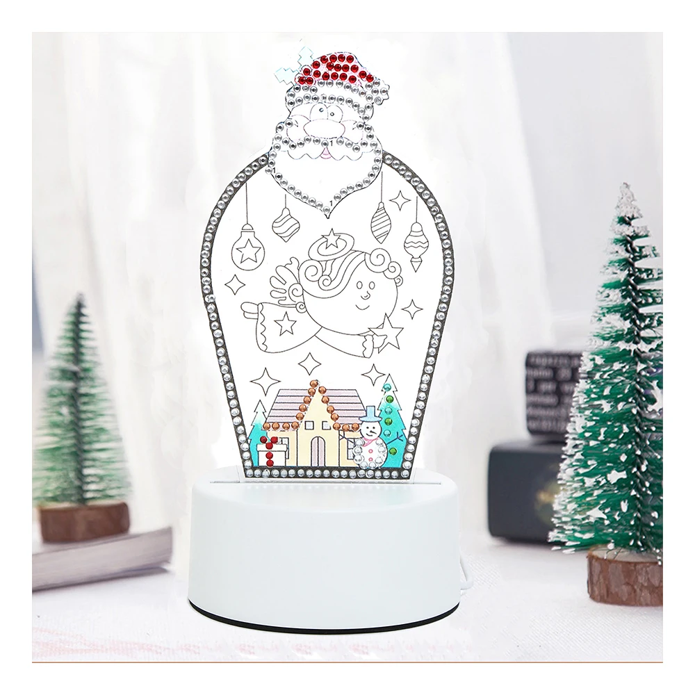 DIY Christmas Tree Diamond Painting LED Light Embroidery Home Night Lamp Mosaic 