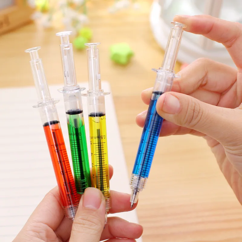 Customized Logo Syringe Shape Medical Injection Pens Promotional Gifts for Hospital Doctor Nurse Made Plastic Featuring Liquid