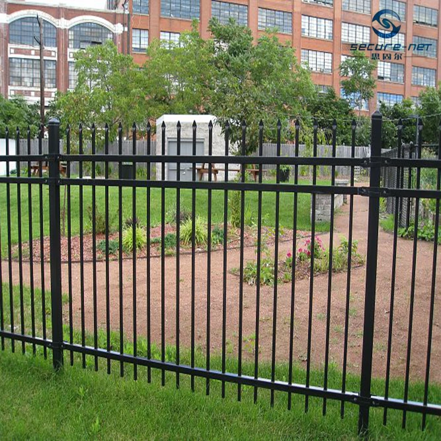 Cheap Commercial Welded Wrought Iron Gate Grill Fencing with Spear Ring Top for Garden Outdoor Trellis & Fence