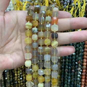 8-9mm Natural Agate Cube Beads Faceted Loose For Jewelry Making Diy Bracelet Necklace Design 15 inch