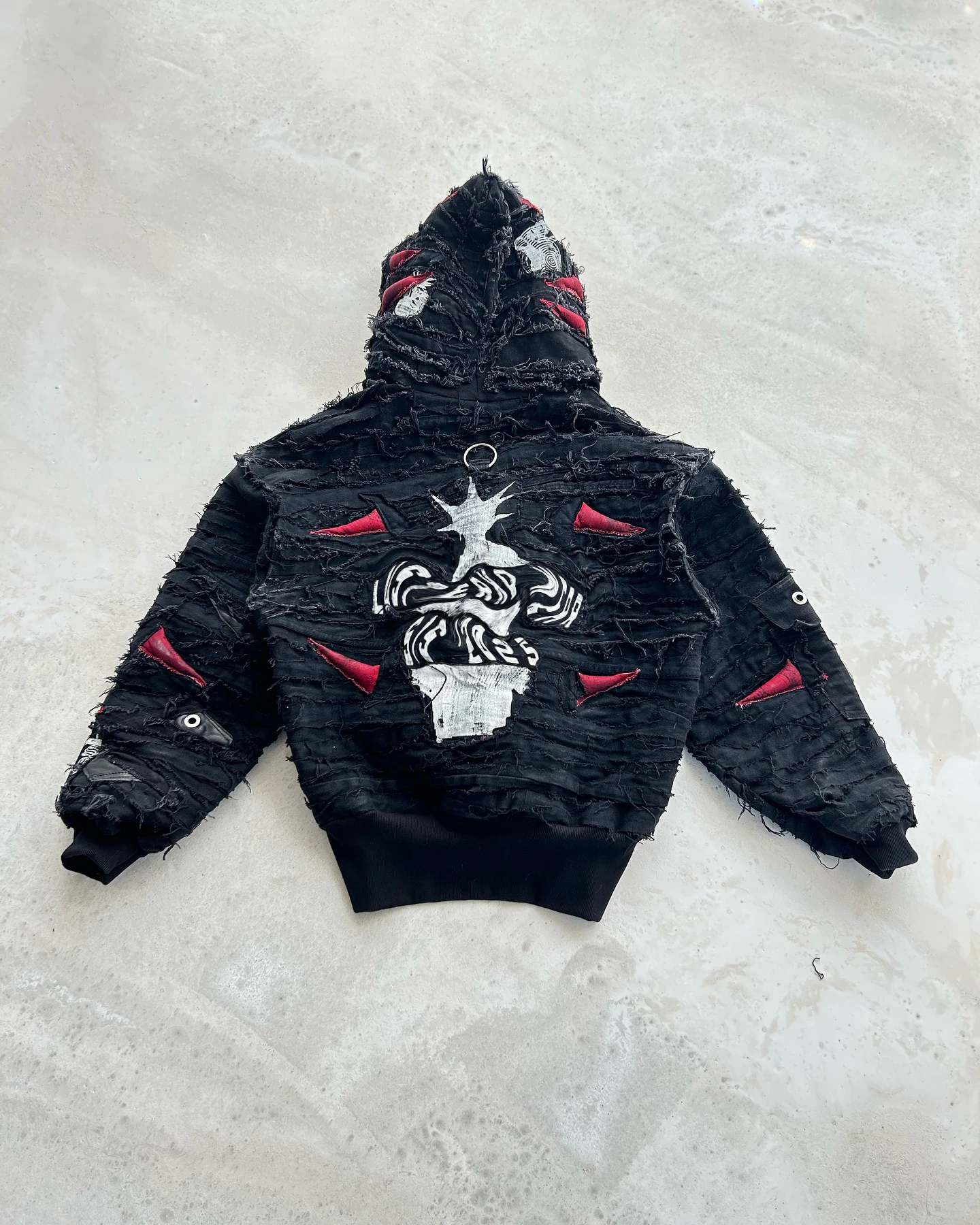 For Cut Sewn Knitted Regular Fit Heavyweight Cropped Distressed Vintage Streetwear Winter Print Windproof Breathable Hoodie gallery 4