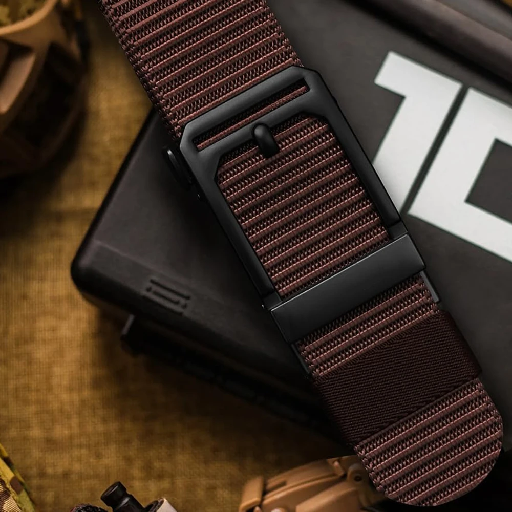 Adjustable Training Nylon Web Work Belt with Automatic Slide Buckle Adjustable Men's Ratchet Tactical Belt