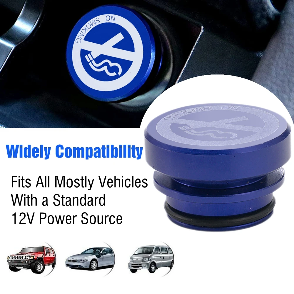 Frienda 4 Pieces Aluminum Car Novelty Button Lighters Blue Black Red 12-Volt Replacement Accessories Anodized Compatible with Most Vehicles Autos Cars 