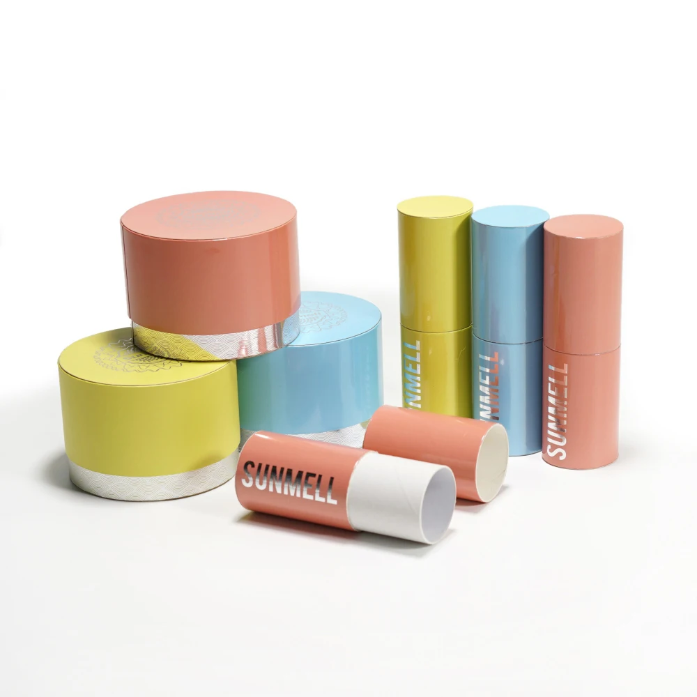Round Cardboard Tube Packaging Canister With Lid Custom Paper Cylinder Tube Packaging Box for Candle/Perfume/T-Shirt/Coffee
