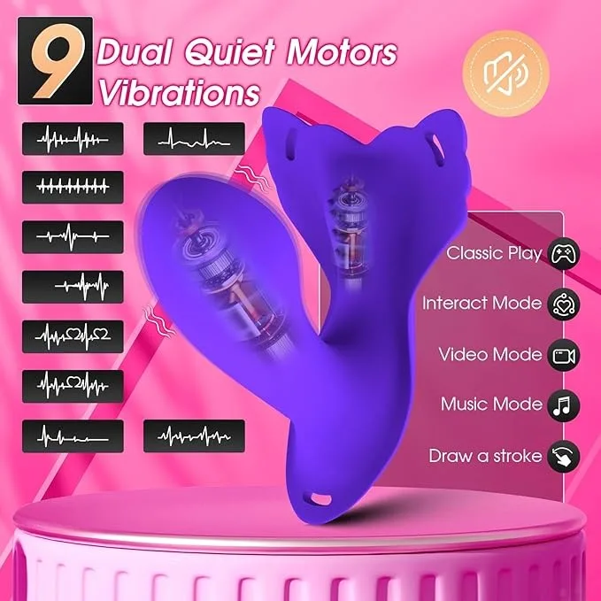 Smart Control Strap-on 9 Vibration Modes Outdoor Hidden 3 in 1 Wearable G Spot Stimulation Panty Butterfly Vibrators