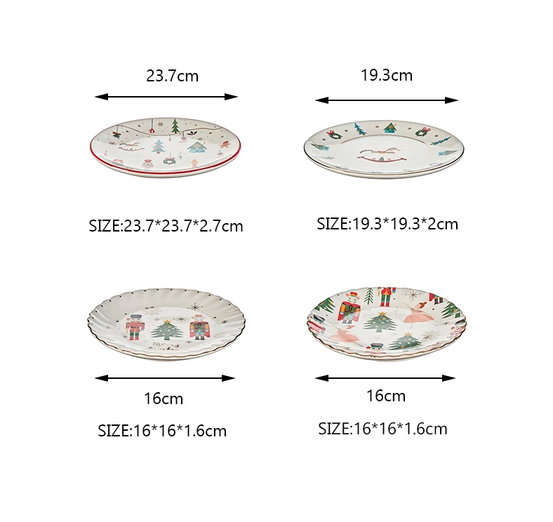 Ceramic Christmas Plates Tableware Set Christmas Plates Decorative