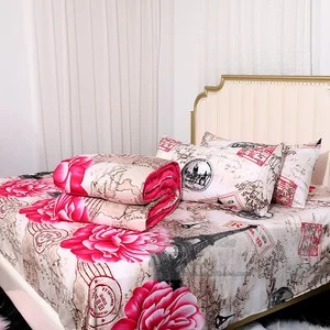 Stock King Size 4-Piece Luxury Polyester Comforter Set Lightweight Breathable Includes Comforter Pillow Shams All Seasons