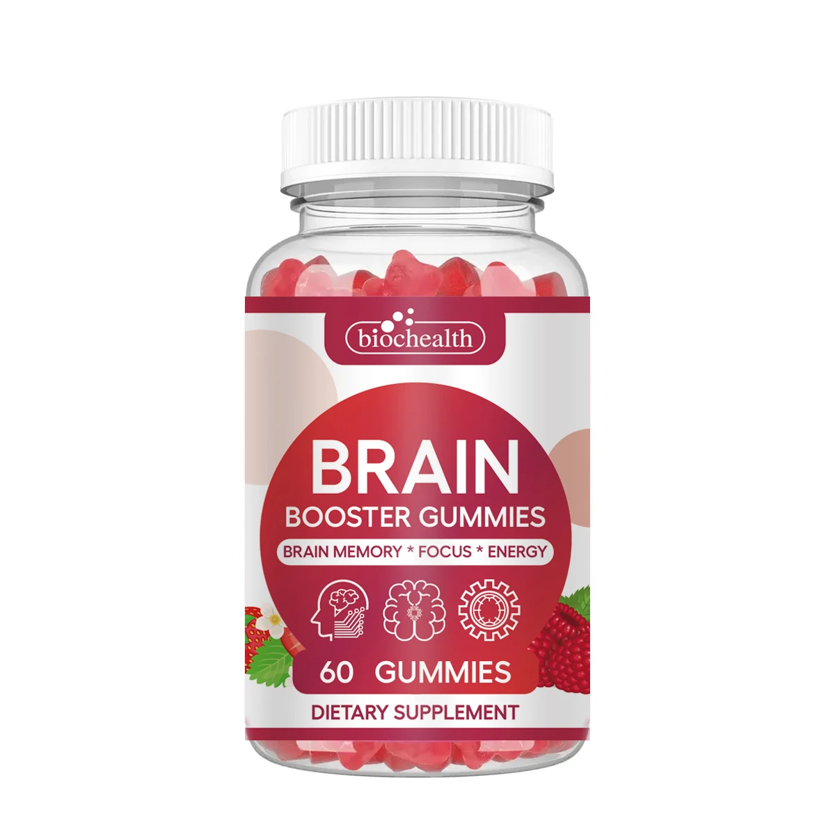 Biocaro Brain Supplement for Memory,Focus & Concentration+Cognitive with Vitamins B6 & B12 Nootropics Gummies