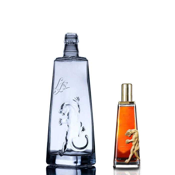 50ml 375ml 750ml 1000ml  French square Glass Bottle for Brandy