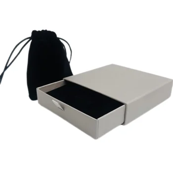 Custom pure colour slide drawer box with foam insert soft touch fashionring jewelry packaging gray paper box