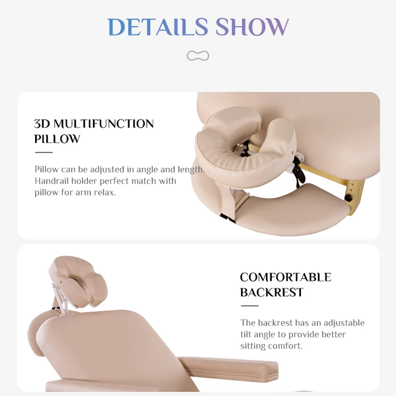Chinese Style Wooden Massage Table with Large Storage Curved Lash Bed Height Adjustable Spa Bed for Salon Made of Solid Wood