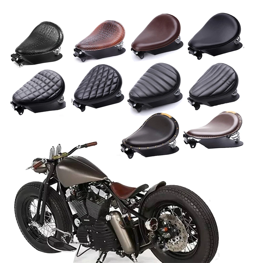 thumbnail image 2 of Dhnewpart Spring Solo Seat For Harley Sportster Bobber Chopper – 3" Springs, Black, With Backrest 2 of 6
