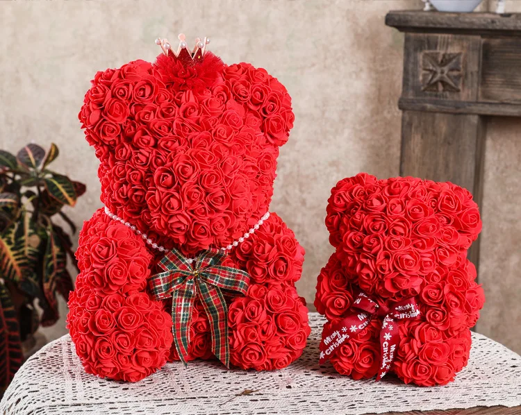 Artificial Handmade Bears Rose With Red Heart Rose Teddy Bear with Gift Box
