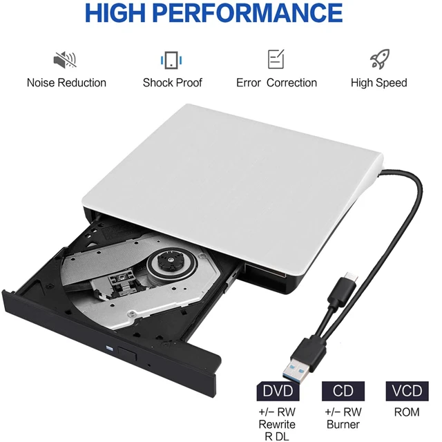 Portable Cd Player External Cdrw Optical Drive Dvd Burner Windows 10