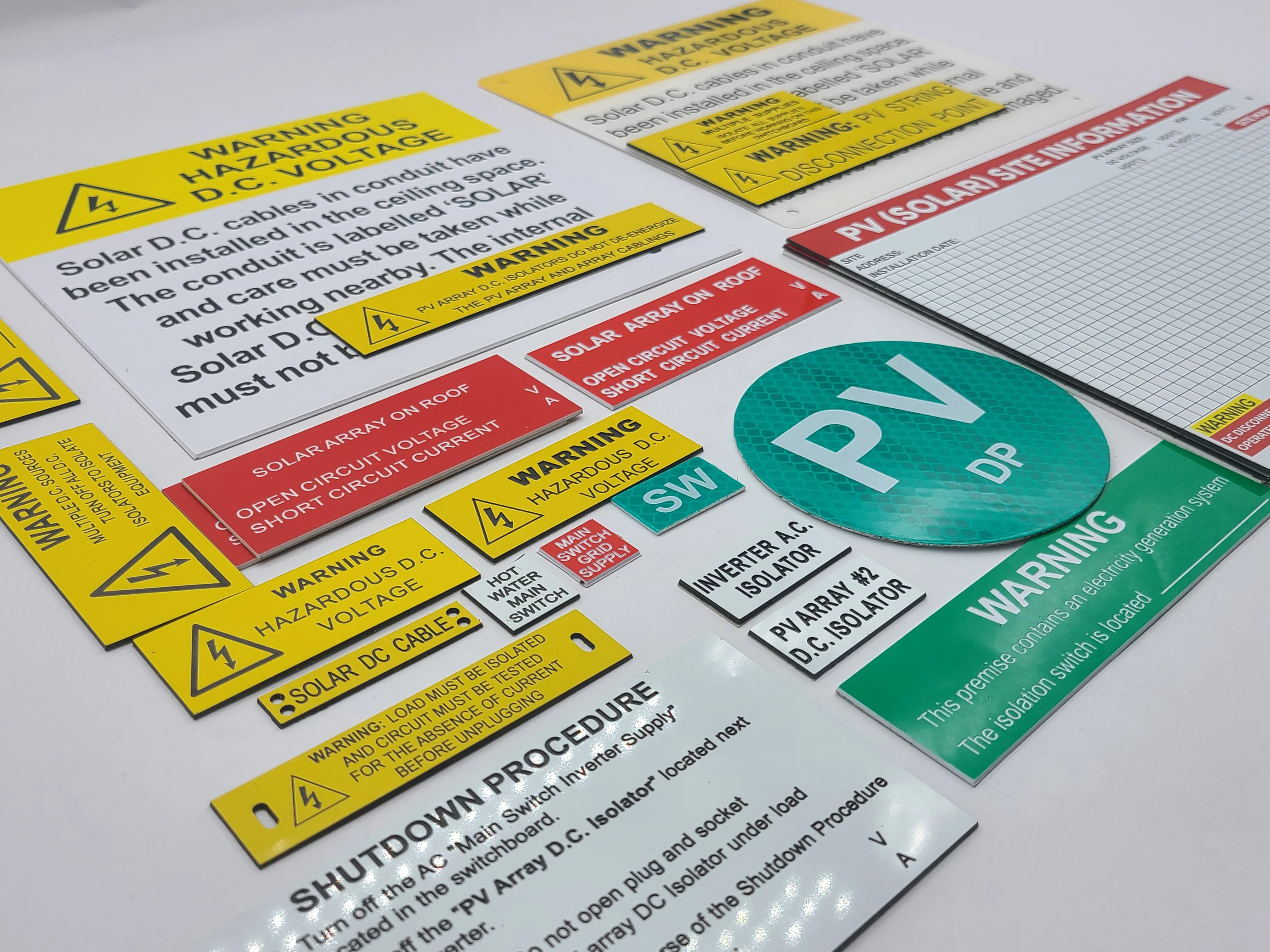 Laser Engraved 3M Adhesive Plastic ABS Solar Panel Labels