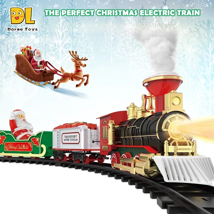 Compre Brinquedo de trem elétrico de Natal para crianças Brinquedo  educacional elétrico Conjunto de trem ferroviário de corrida R barato -  preço, frete grátis, avaliações reais com fotos — Joom