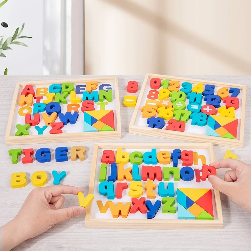 多機能両面木製ボード アラビア語 3D木製パズル 糸で描画するビーズ玩具 STEM子供向け教育玩具