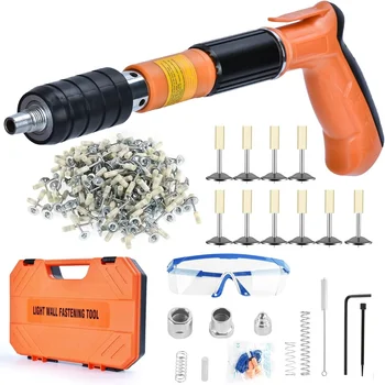 Concrete Nail Gun Kit with 220pcs Nails,  Portable Nail Wall Fastening Tool, Cement Wall Steel Nails Gun