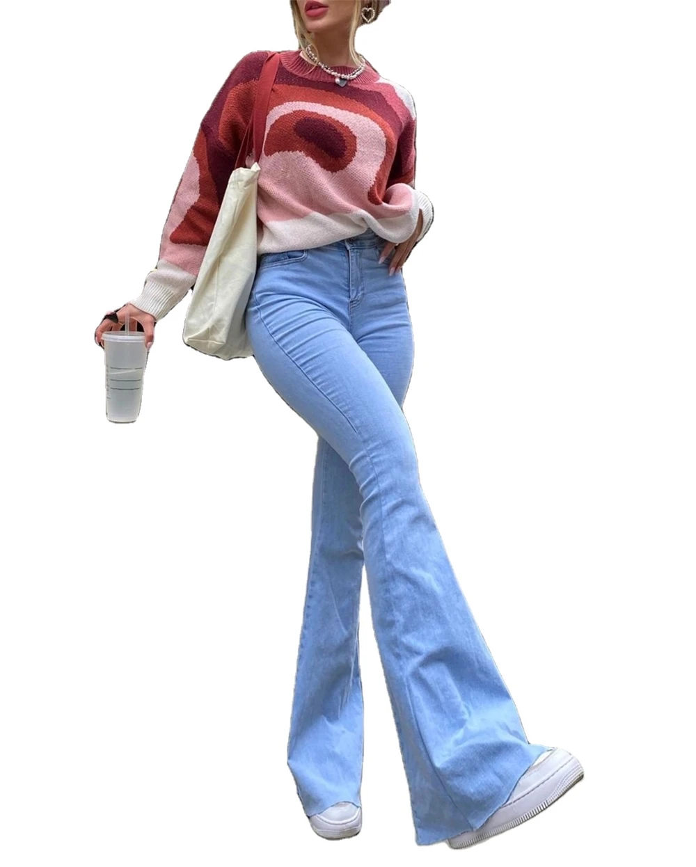 moda diseño stock jean pantalones de cintura alta azul pantalones de damas  baratos inferior slim azul flare denim pantalones para las mujeres