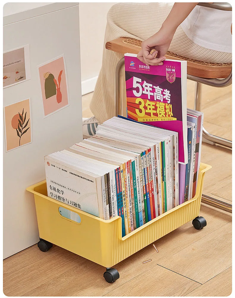 Book organizing box with pulley student dormitory under the desk bag storage box desktop storage basket supplier