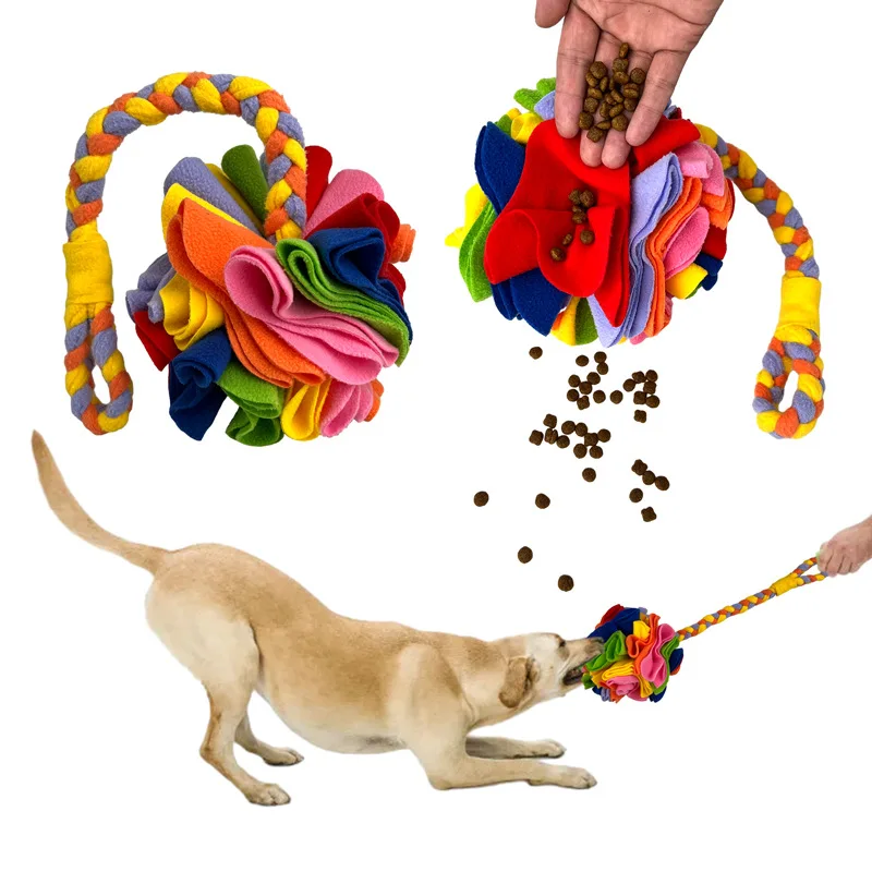 Hand Made Interactive Pet Toys Dog Puzzle Snuffle Toy Slow Feeder Ball Polar Fleece Dog Ball Thrower factory