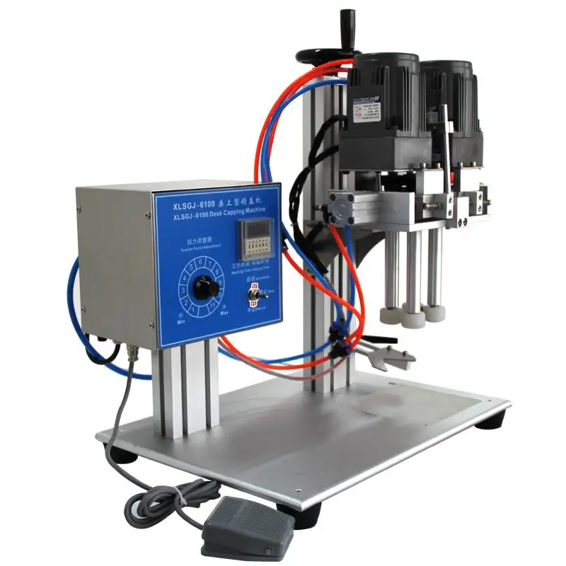 LOM Factory Price Semi-automatic Tabletop Capper Plastic Aluminum Lids Child Resistant Cap Pressing Screw Capping Machine