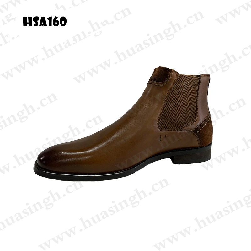 LXG, hak Elastische Band Modieuze Casual Dress Schoenen Britse Stijl Trekken op Midden-hoogte Leren Heren Schoenen HSA160