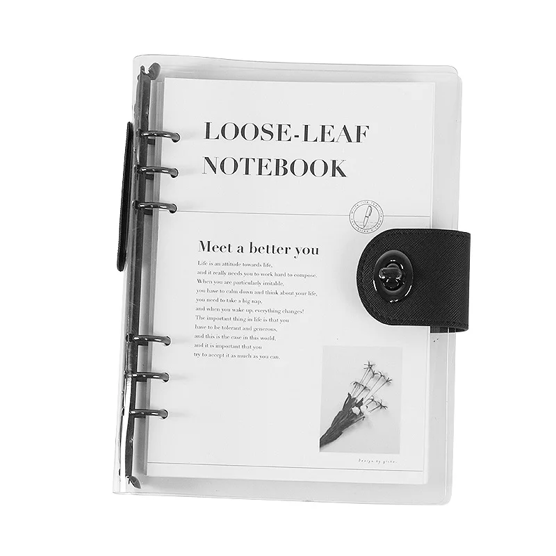 PVC transparent loose leaf notebook lock buckle exquisite A5 manual ledger replacement core B5 horizontal line inner page detach