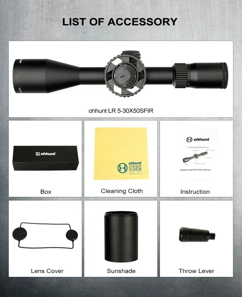 Тактический Оптический прицел ohhunt LR 5-30X50 SFIR с гравировкой и красной подсветкой