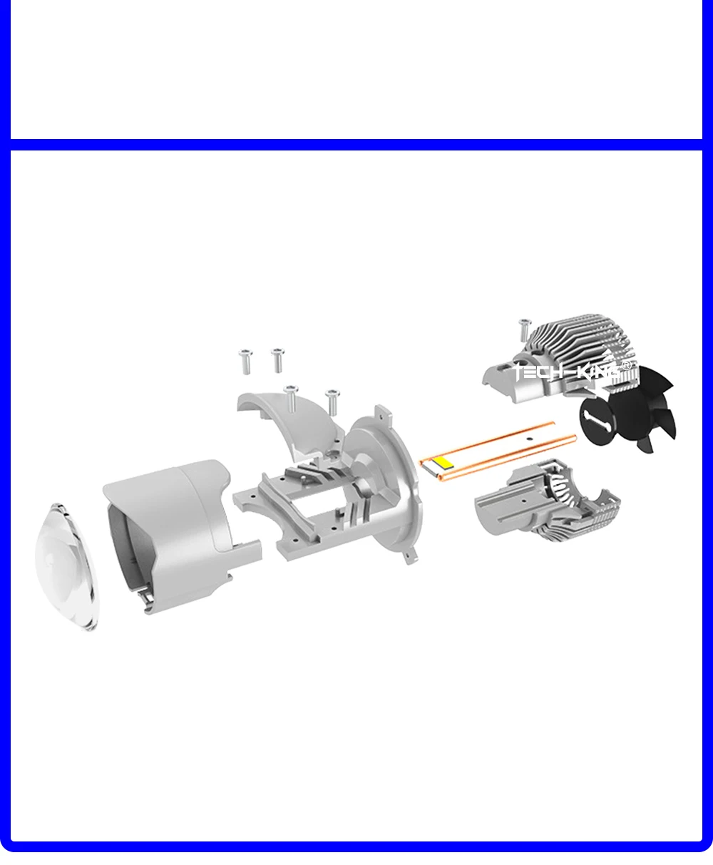 TECH-KING New Car Headlight 12V H4 Mini Led Bi Projector Lens Headlight LED Laser Projector Lens High Power H4 Bulbs