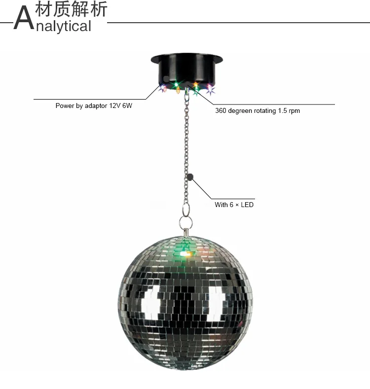 8 Inch Disco Mirror Ball With Led Motor Party Event Ktv Dj Club