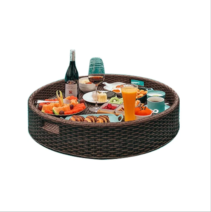 Luxury Rattan Woven Tray Rattan Floating Tray For Swimming Pool Woven