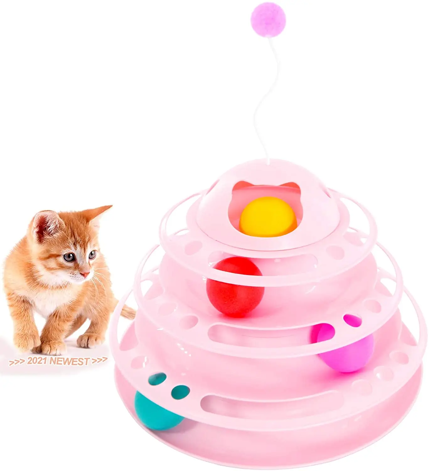 Cat toy Roller  4  levels for fun small ball with slider Pet cat toy