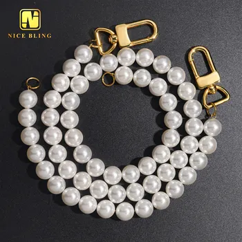 Elegant 18k Gold Plated Chic Imitation Pearl Beaded Necklace Cheap Price 10MM Pearl Chains Bracelets Stainless Steel For Women