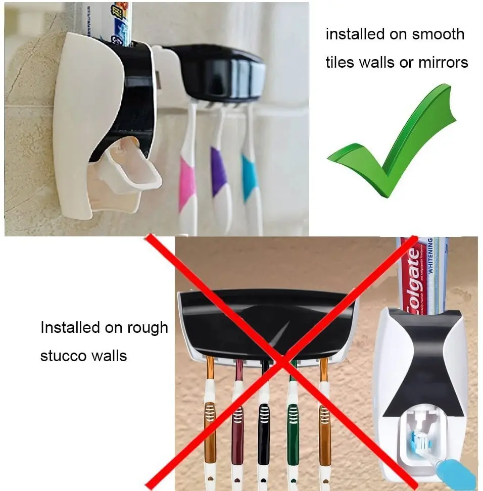 Wall Mounted Automatic Toothpaste Dispenser Set with Super Sticky Pad Simple Toothpaste Squeezer for Family Washroom Bathroom