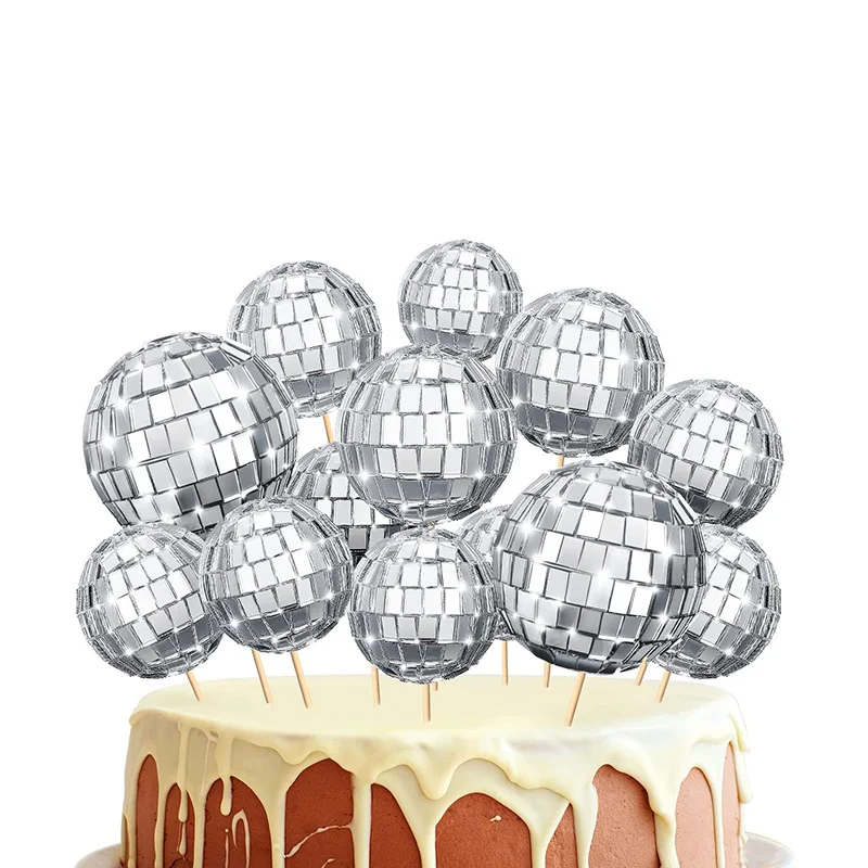 3cm Disco Mirror Ball Cake Topper Christmas Birthday Wedding Dress Up