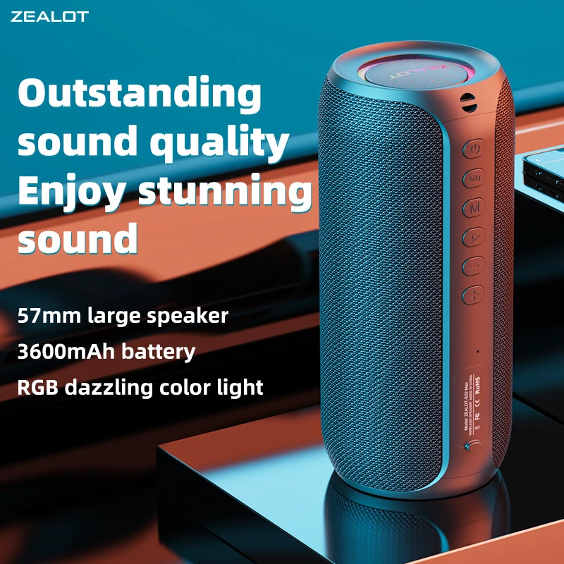 ZEALOT S32 Max ポータブルスピーカー 20W ワイヤレススピーカー、IPX4