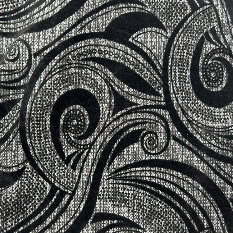 Customized 100% Polyester Flocked Velvet Fabric Upholstery Jacquard  Sofa Flock Fabric Sofa Cover