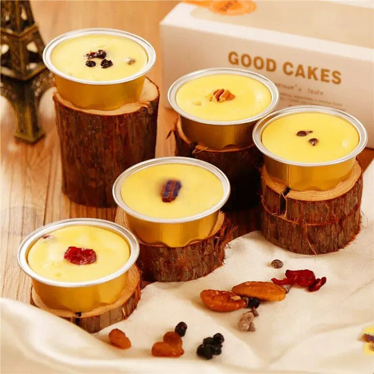 Colorful Round Oven Safe Cake Bowl Pans 55ml Gold Muffin Ramekin Dessert Tiny Cup Bakery Mini Aluminum Foil Baking Containers