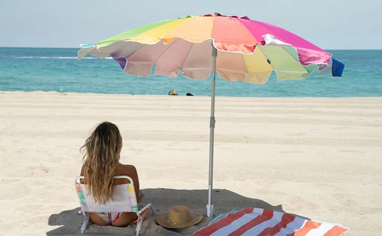Sombrillas Playas 7.5 Foot Heavy Duty HIGH Windproof Beach Umbrella With Custom Logo 10FT Outdoor Garden Umbrellas Patio