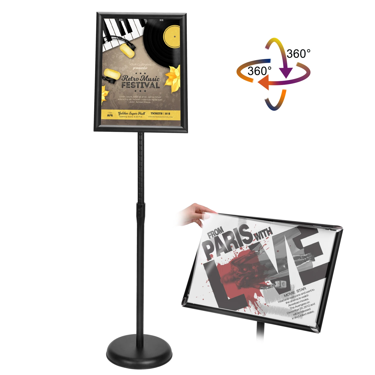 Cydisplay A4 Poster Stand Floor Sign Holder T Shaped Clip Frame ...