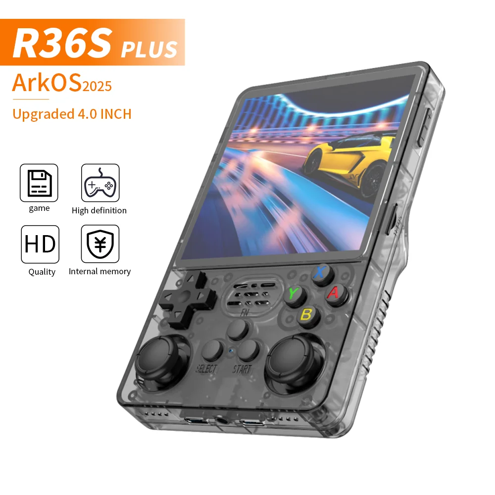 R36S Plus ハンドヘルドゲームコンソール 64GBメモリ内蔵15000ゲーム搭載