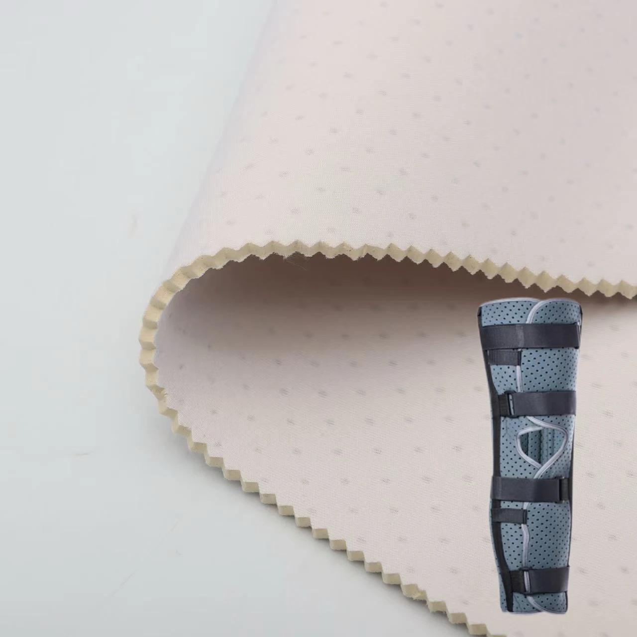 Зауытта тапсырыс бойынша дайындалатын тесіктері бар неопрен қапталған мата ортопедиялық медициналық қолдау/спорттық қорғаныш құралдары мата