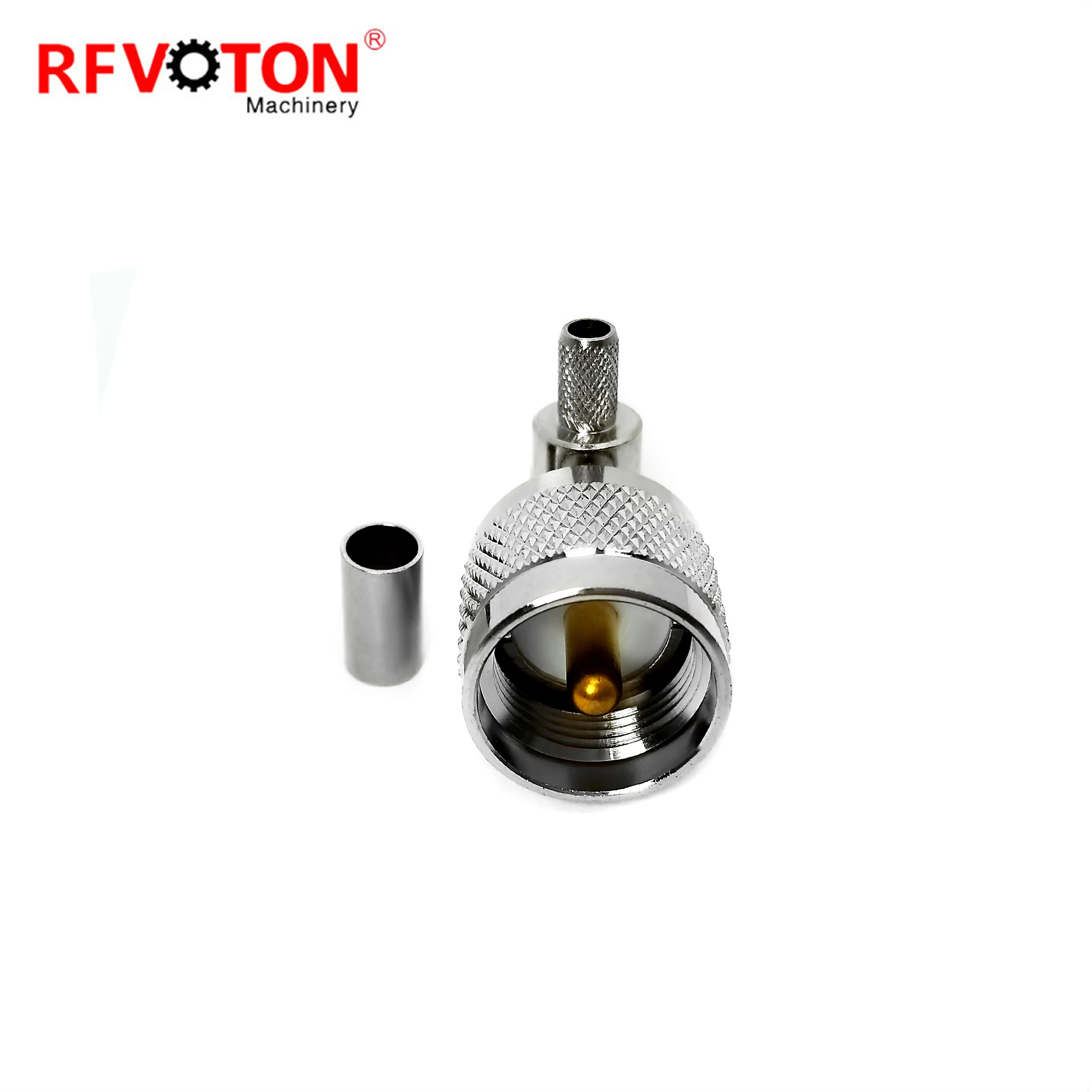 RF connector UHF type male pin RA right angle 90 degree waterproof (EZ) crimp  for RG58 LMR195 RG400 RF coaxial cable plug details