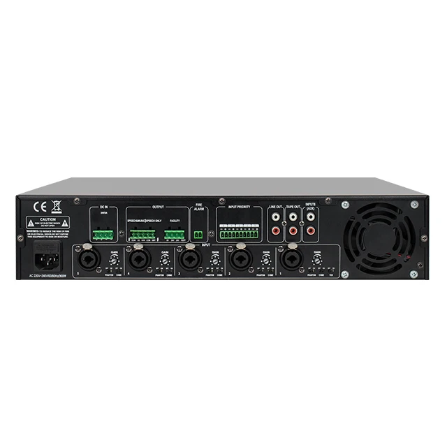 2 Zone Output 5 Mic Input Amplifier with Phantom Power DC24v 60w 120w 240w 8ohm 100v pa Priority Mixer Amplifier