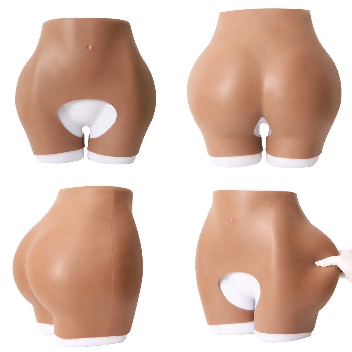 Wholesale Tan Brown Silicone Butt and Hips Enhancer Panties with Artificial Silicone Butt Pads for Big Bum Shaper